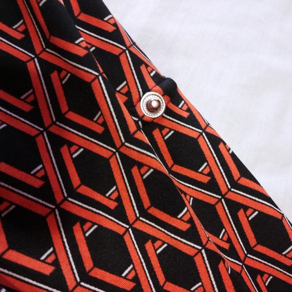 NY Collection Geometric Design Print Adjustable Sleeve Shirt Dress With Belt - Picture 6 of 7